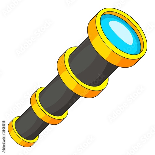 Antique telescope icon, cartoon style