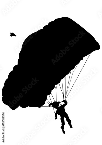 Man on parachute sports on a white background