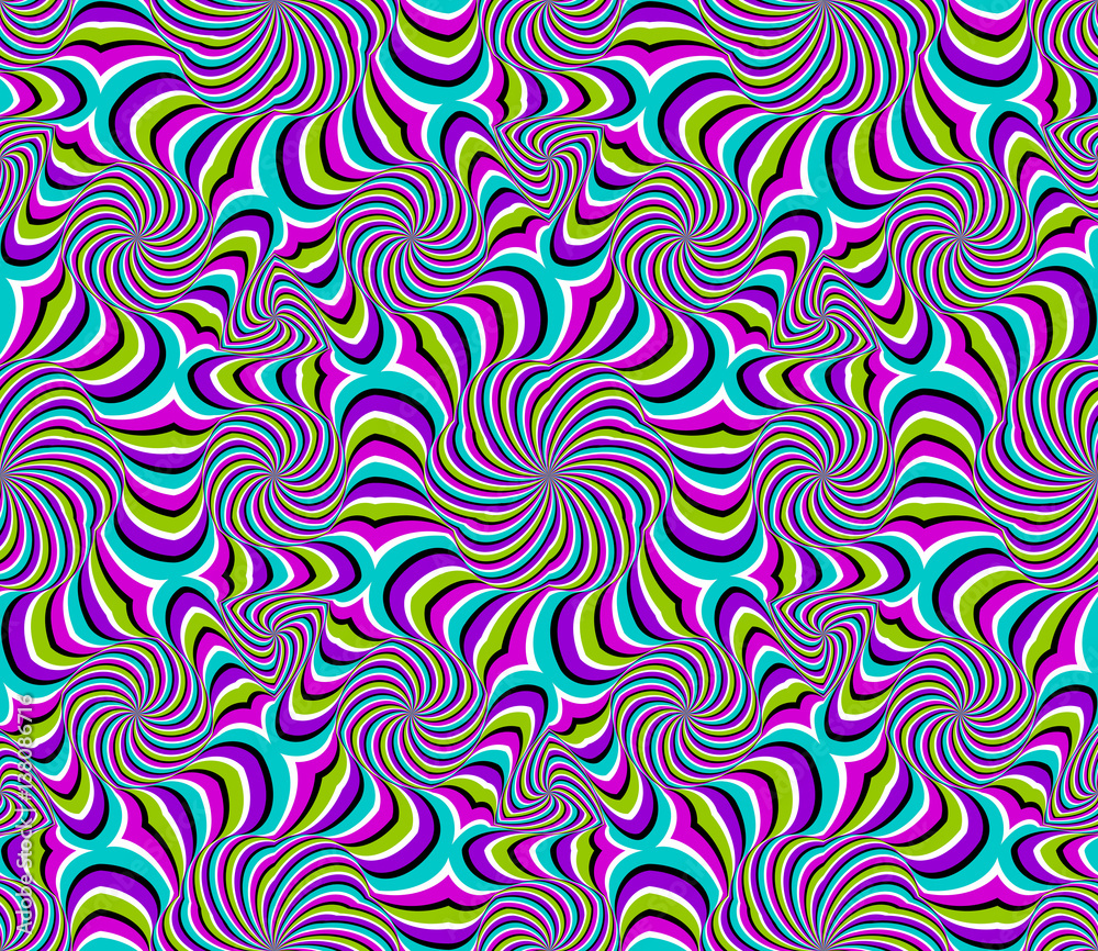 Abstract colorful background (optical illusion of movement). Seamless pattern.