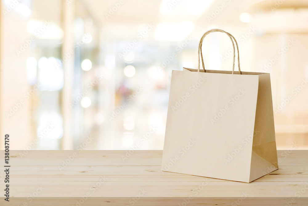 The bag on the table. White paper bag. bag on the table.