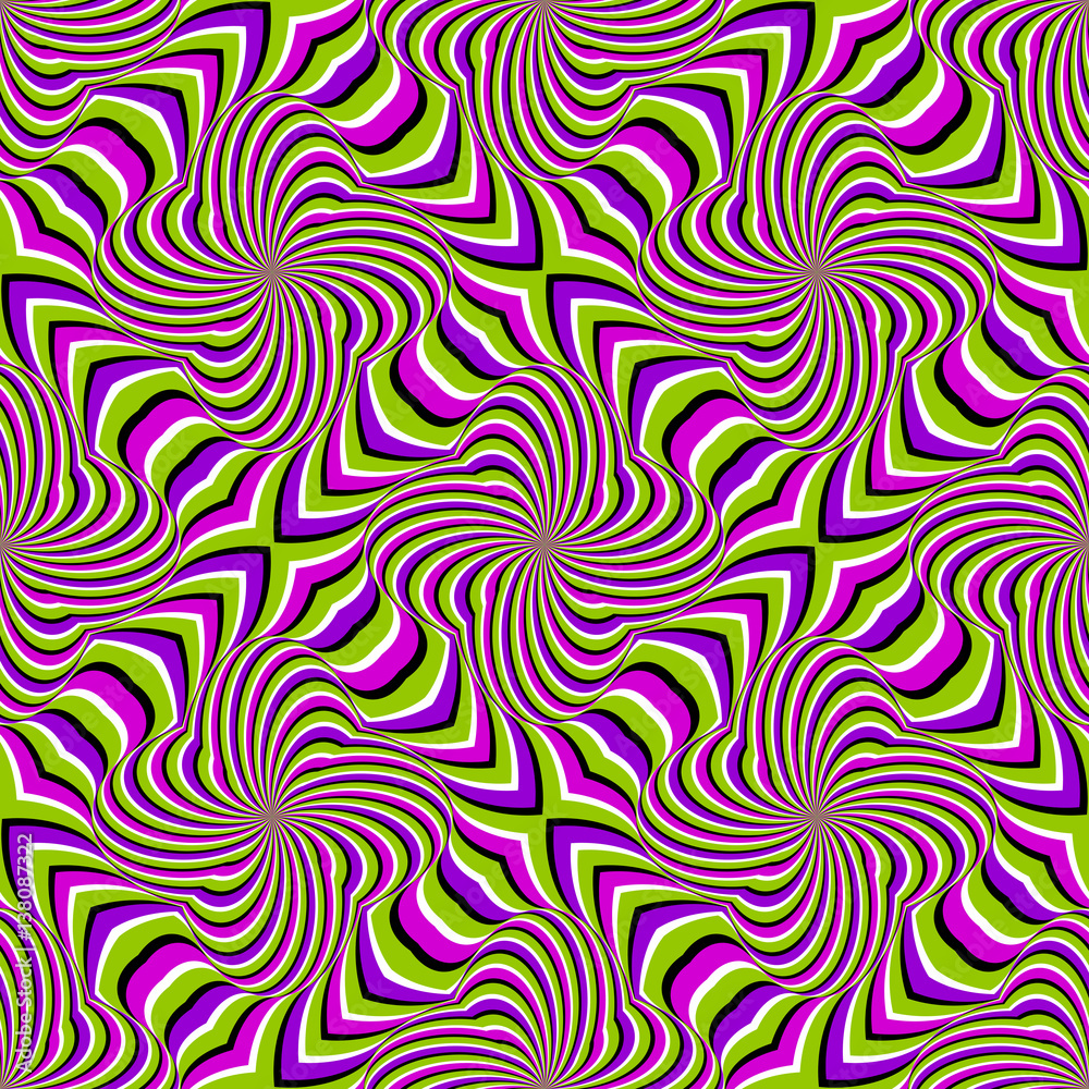 Four petal flowers (spin illusion). Seamless pattern. Four petal flowers (spin illusion). Seamless pattern.