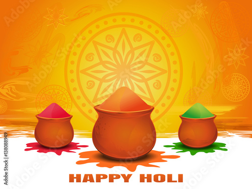 Annual Hindu festival of spring. Festival of colors.  Happy Holi.  Vector template for leaflet, banners, posters, etc. Template to Holi festival. Happy Holi card