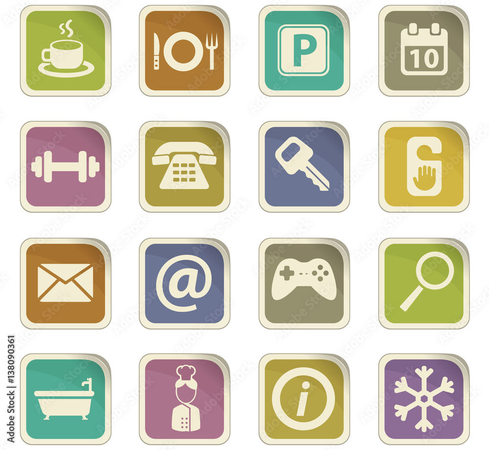 hotel room service icon set