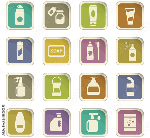 household chemicals icon set
