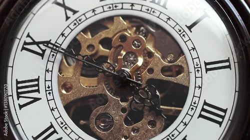 Macro video of an old pocket watch movement 