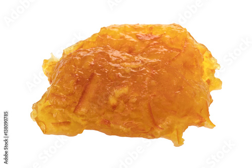 Sugar free orange marmalade blob isolated on a white background.