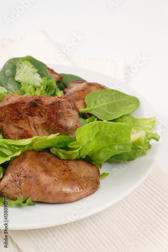 pan fried liver with greens