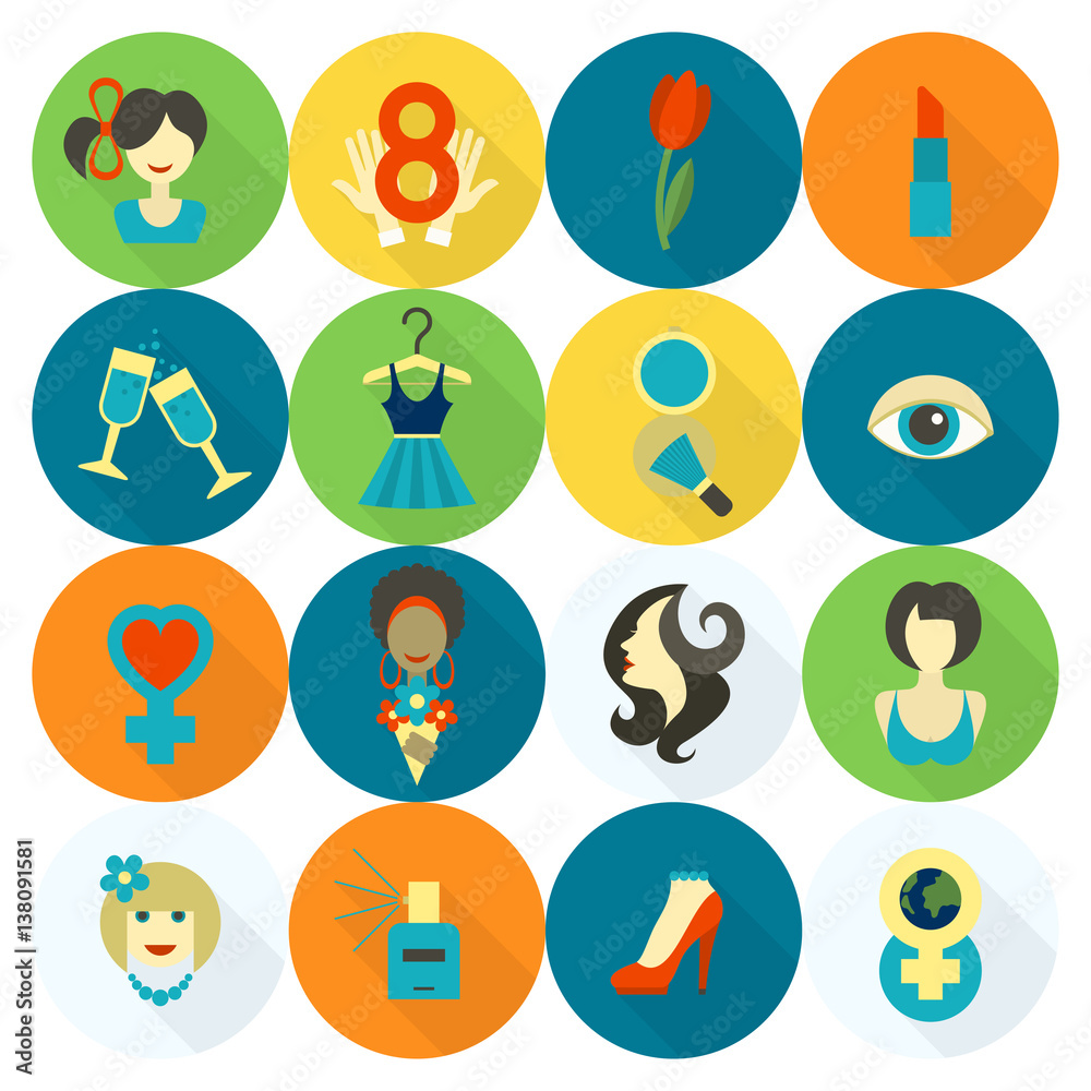 Womans Day Icon Set Womans Day Icon Set