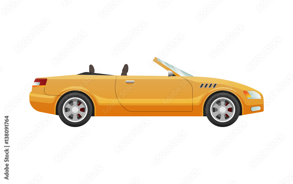 Transport. Picture of Isolated Yellow Cabriolet