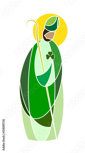 St Patrick, bishop, patron saint of Ireland. Simple modern vector illustration