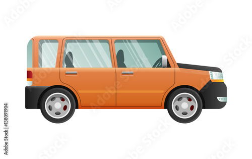Orange Jeep with Clear Glasses. Speed Vehicle