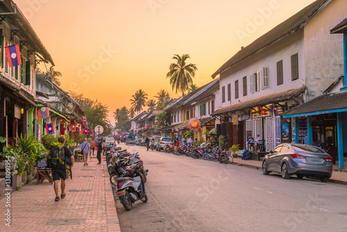 Street in old town Luang Prabang photo