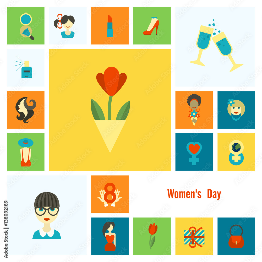 Womans Day Icon Set Womans Day Icon Set