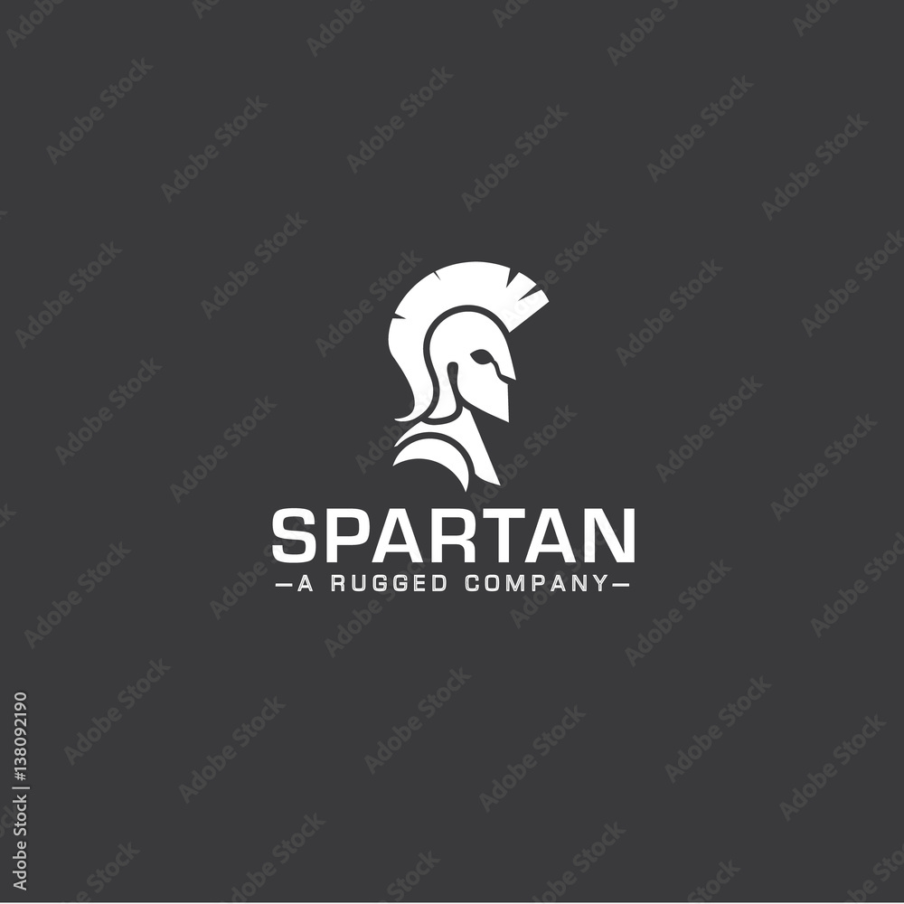 Warrior icon in spartan style. Stylized helmet and soldier silhouette with sample typography. Symbol of strength. EPS 10 vector. Warrior icon in spartan style. Stylized helmet and soldier silhouette with sample typography. Symbol of strength. EPS 10 vector.
