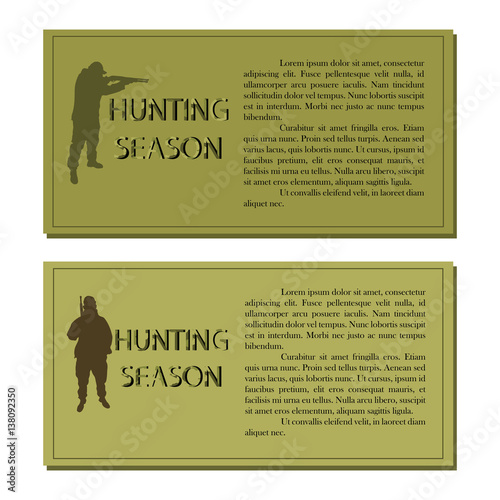 Hunting season card with hunter silhouette on an isolated background.Vector illustration.
