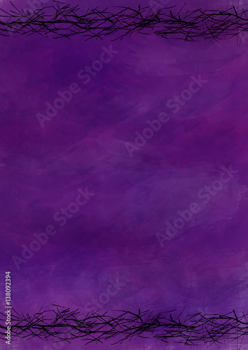 Lent abstract purple artistic background with crown of torns, text frame