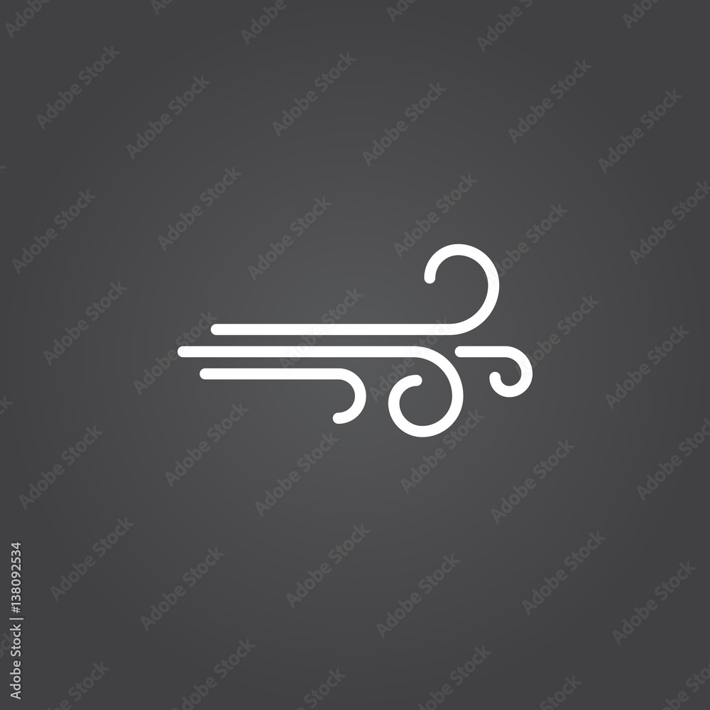 wind line icon, outline vector logo, linear white sign isolated, forecast weather symbol wind line icon, outline vector logo, linear white sign isolated, forecast weather symbol