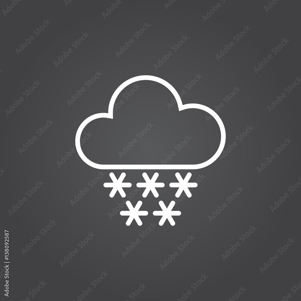 Snow weather line icon, outline vector logo, linear white sign isolated, forecast weather symbol Snow weather line icon, outline vector logo, linear white sign isolated, forecast weather symbol