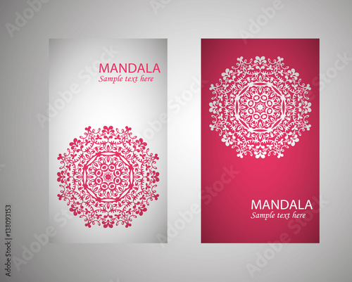 Vintage cards with Floral mandala pattern and ornaments. Vector Flyer oriental design Layout template. Islam, Arabic, Indian, Mexican ottoman motifs.