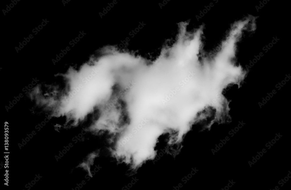 white cloud isolated on black background
