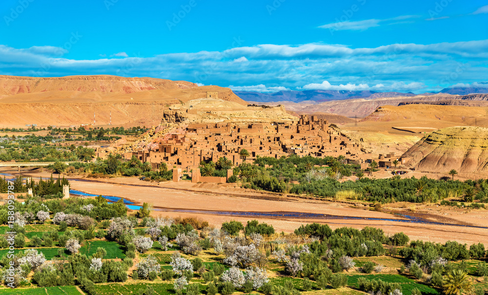 Panoramic view of Ait Benhaddou, a UNESCO world heritage site in Morocco