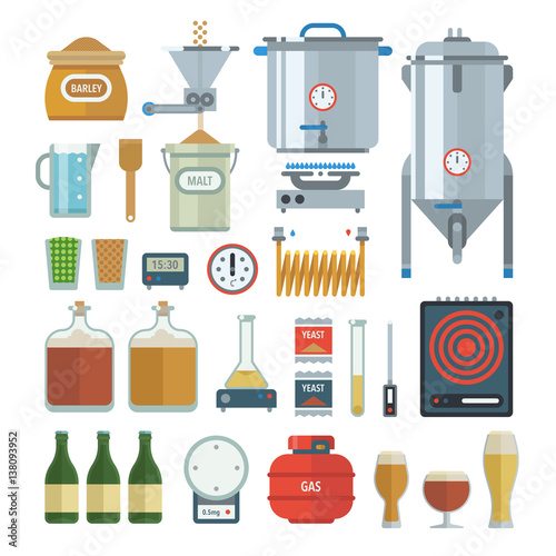 Home brewing process items.