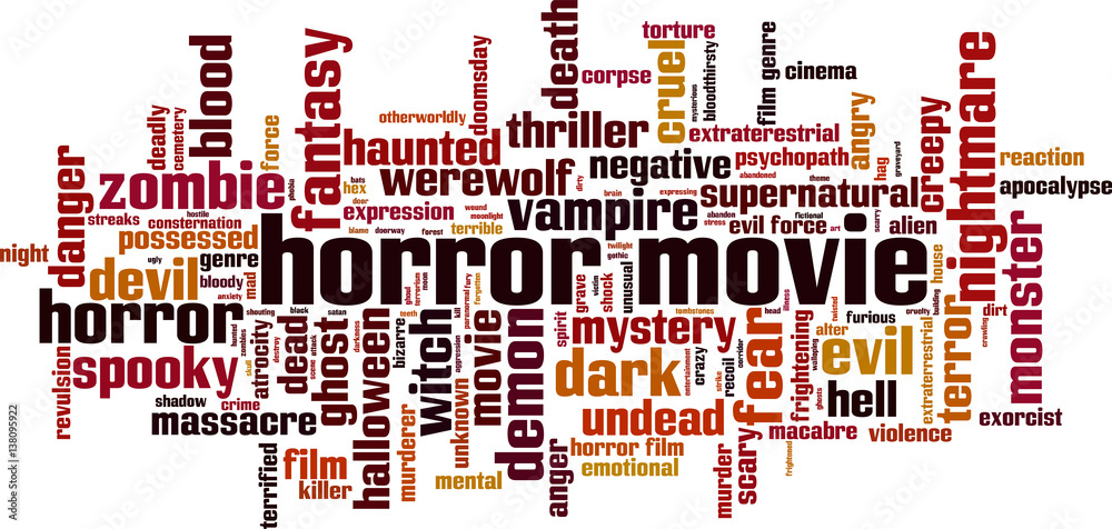 Naklejka premium Horror movie word cloud