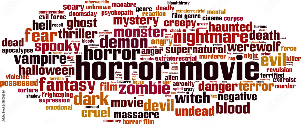 Naklejka premium Horror movie word cloud