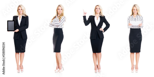 Set of beautiful  attractive businesswoman isolated on white. Business  career success concept.