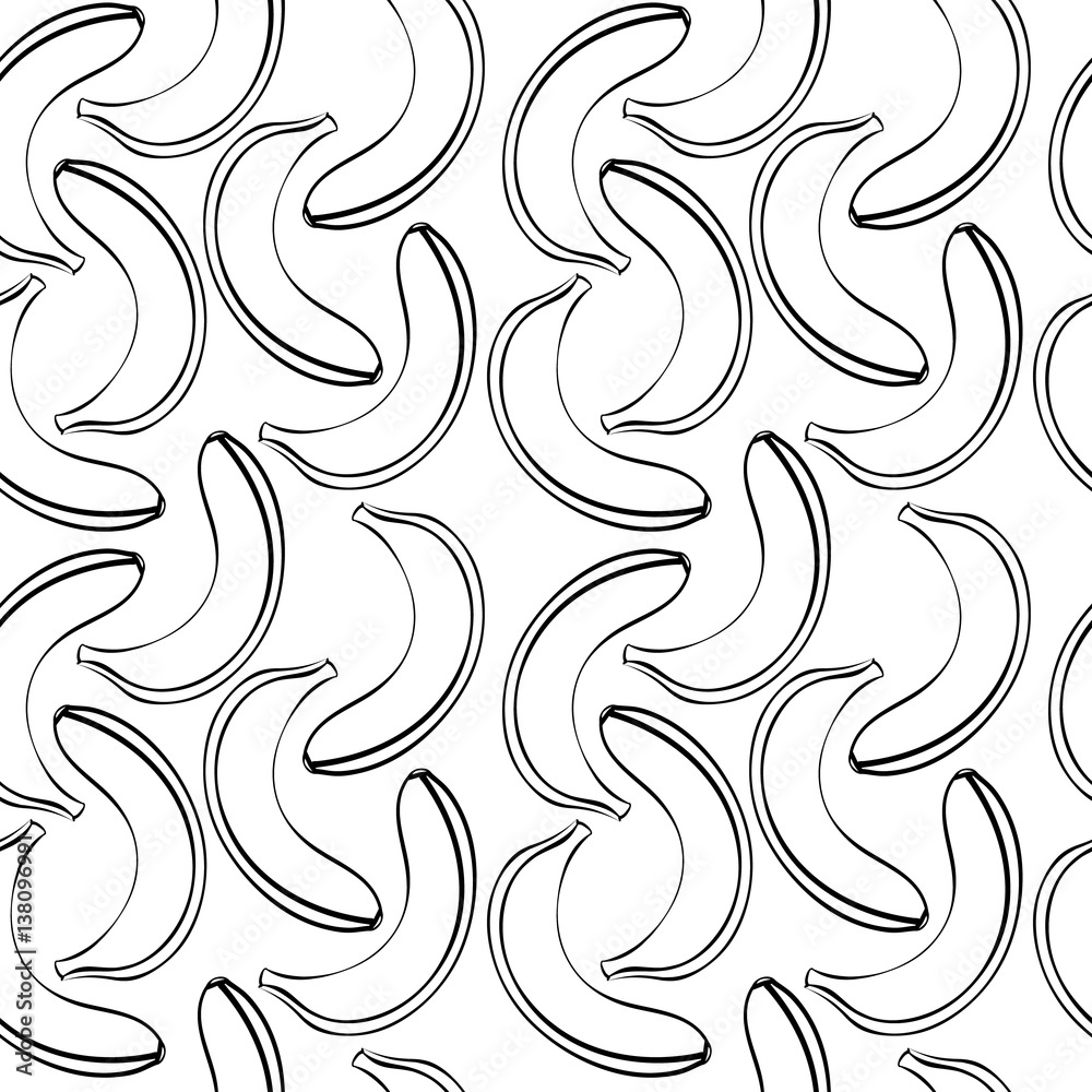 Seamless pattern of cartoon bananas. Drawn fruit on a white background. Eco texture for color books. Seamless pattern of cartoon bananas. Drawn fruit on a white background. Eco texture for color books.