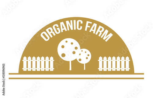 Farming logo, organic food in a rustic style, the cultivation of vegetables. The green background.