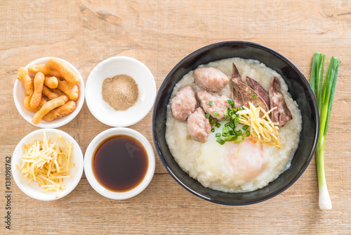 rice porridge with pork and egg