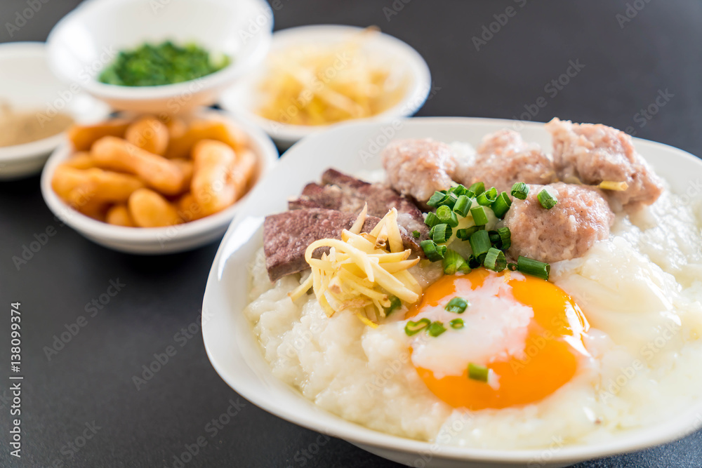 rice porridge with pork and egg rice porridge with pork and egg