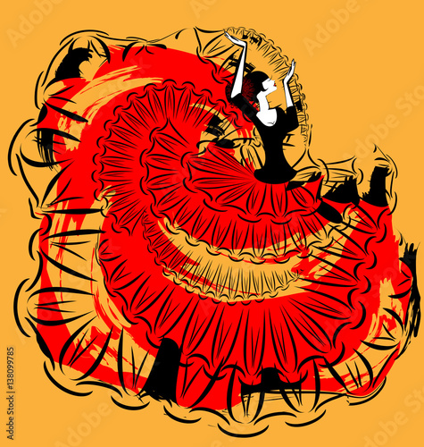 abstract red-yellow image of flamenco