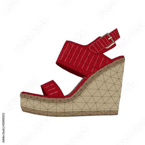 isolated mosaic heels on white background. women footware. vector illustration.