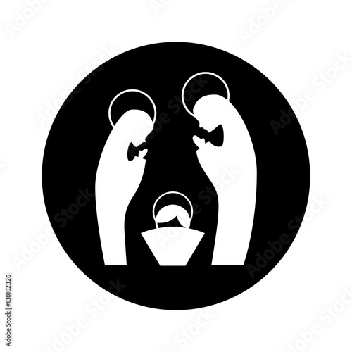 manger family figure silhouette icon vector illustration design