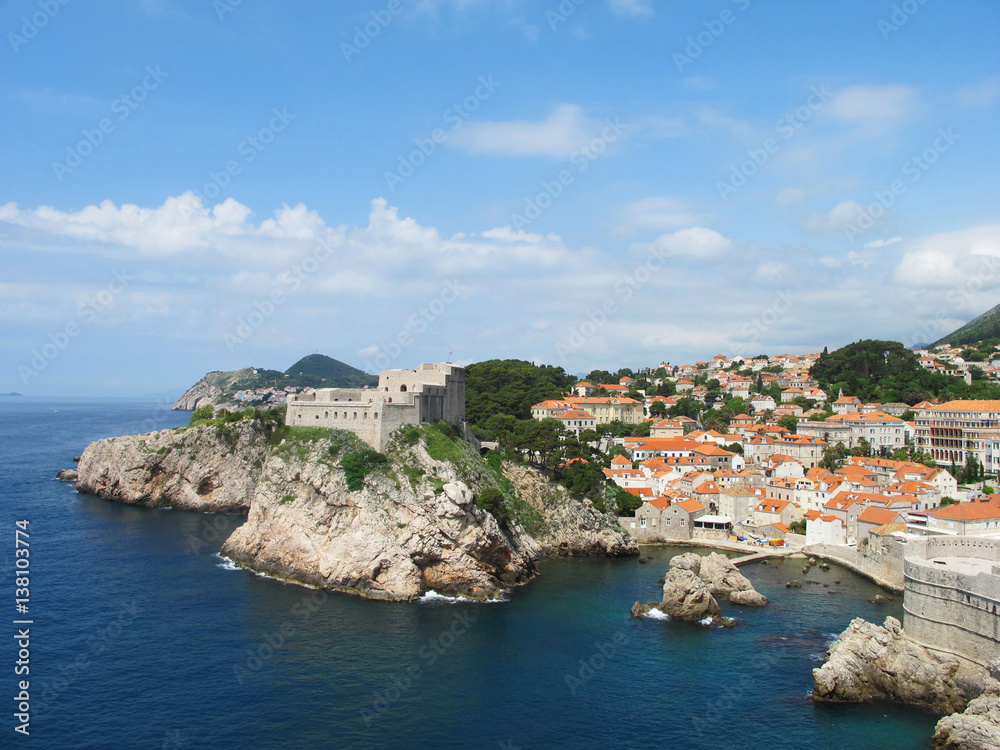 summer panoramic view of Dubrovnik mediterranean city in Croatia