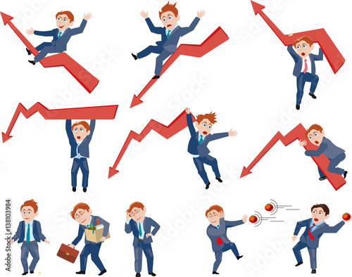 Set of business person in different situation