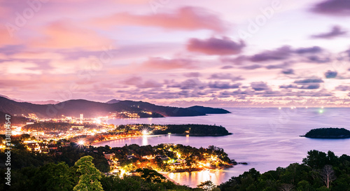 Seascape and cityscape night