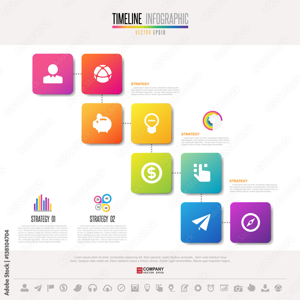 Naklejka premium Timeline Infographics Design Template