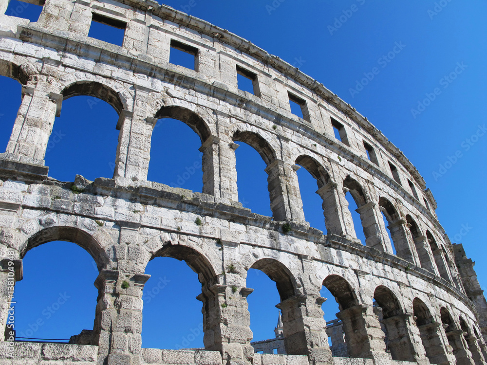 historic coliseum in Pula on a summer day in Croatia