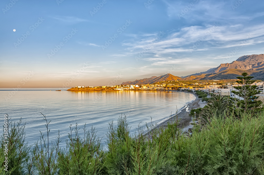 Obraz premium Makrygialos Beach evening time