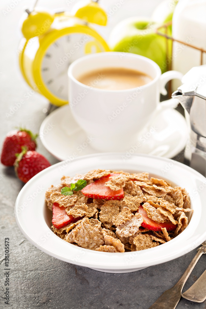 Multigrain healthy cereals with fresh strawberry Multigrain healthy cereals with fresh strawberry