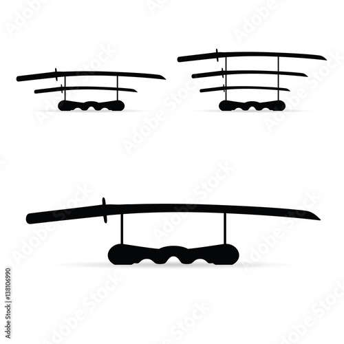 samurai sword set in black color illustration