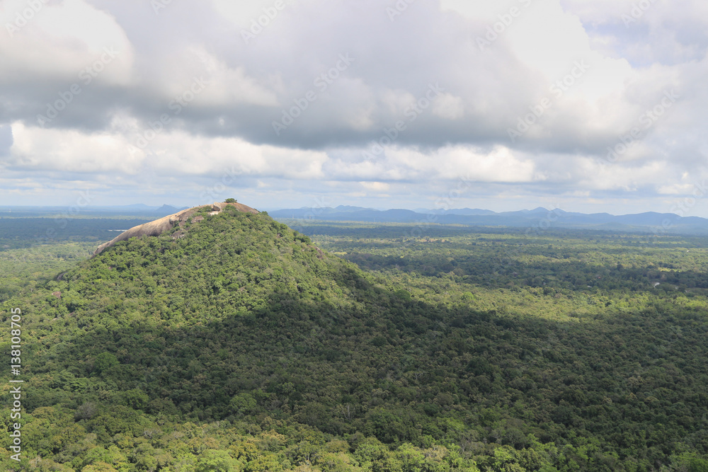 panoramic view of the forest from the top of Sigiriya Lion Rock in Siri Lanka