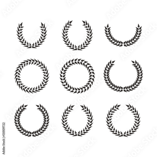 Laurel Leaf Wreath Polygon Stylized Set