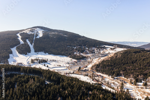 aerial view of the winter time Czarna Gora mountain photo