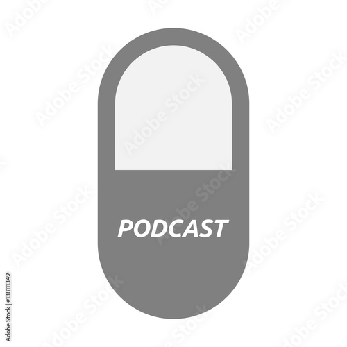 Isolated pill with    the text PODCAST
