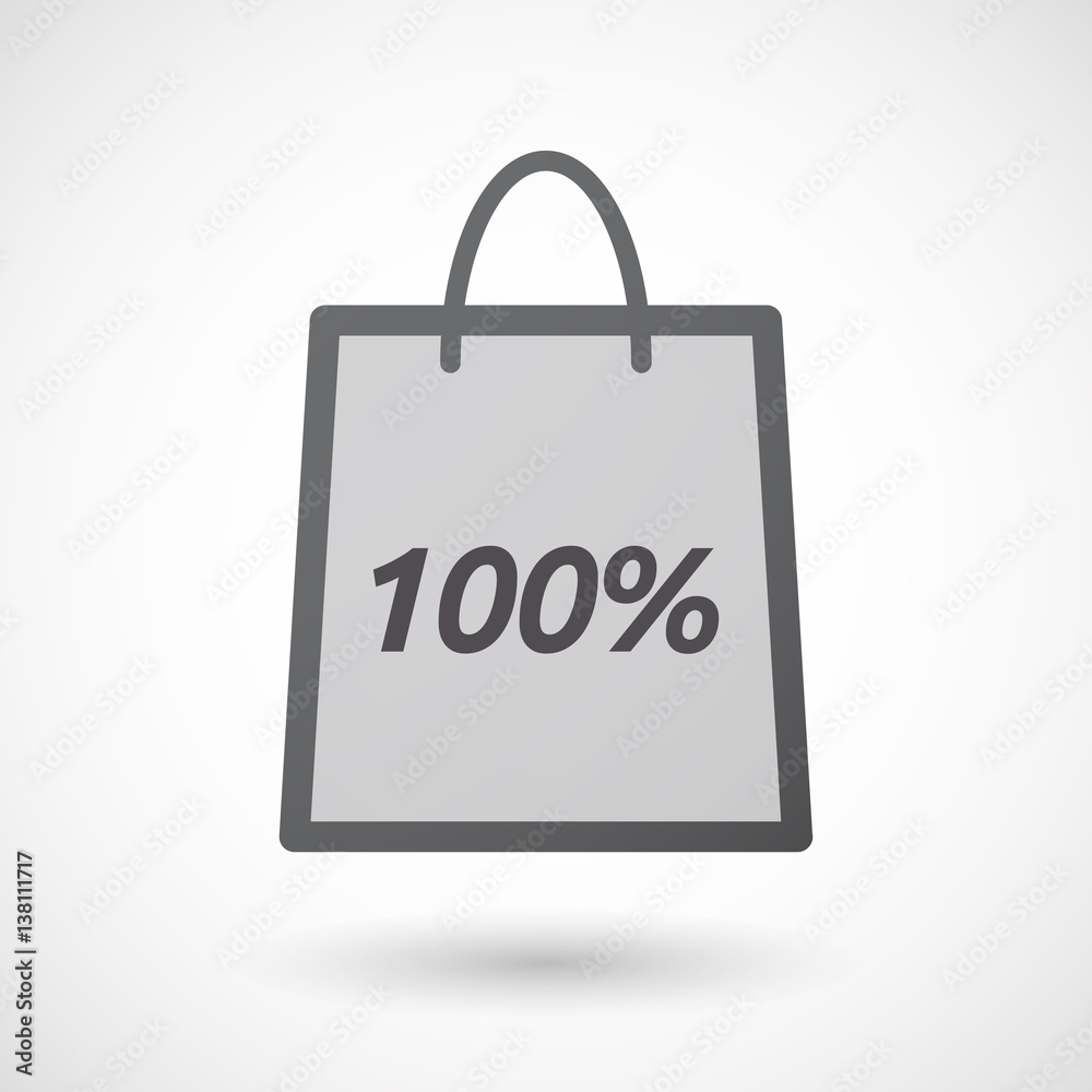 Isolated shopping bag with the text 100% Isolated shopping bag with the text 100%
