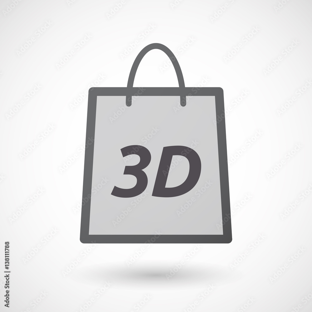 Isolated shopping bag with    the text 3D